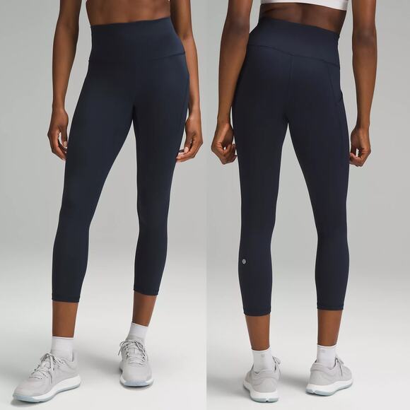 NWT Lululemon Wunder Train HR Crop Leggings w/ Pockets 23" Sz 2 in True Navy - Picture 1 of 7
